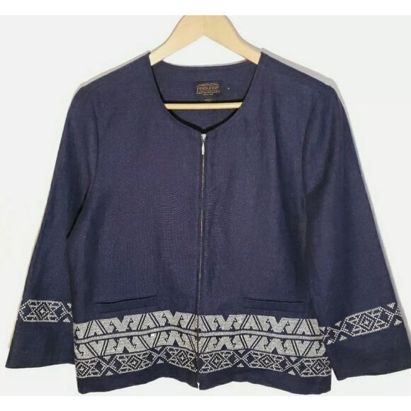 Pendleton Linen Embroidered Southwestern Lightweight Jacket Size M Medium - Picture 1 of 4